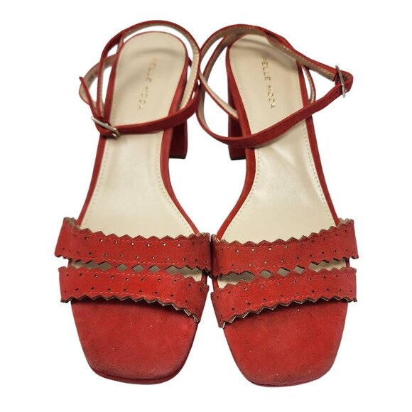 Pelle Moda Ansel Red Ankle Strap Suede Heels, Women's 10 - Picture 2 of 10
